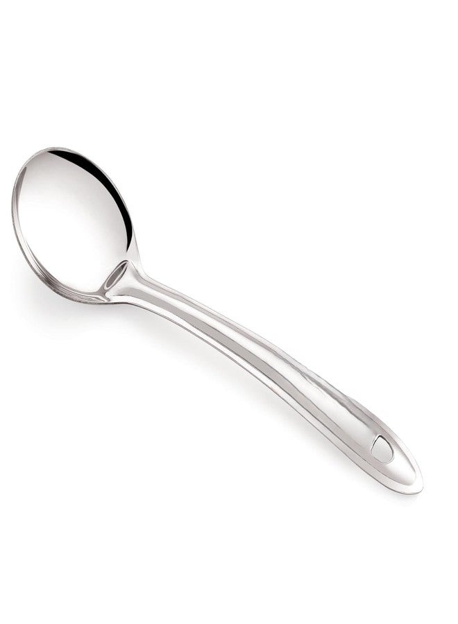 GS KITCHENWARE GS Stainless Steel Oval Shape Serving Spoon | Scooper & Spatula Server for Kitchen, Dining & Cooking | Silver, Length 24 cm. - Image 1